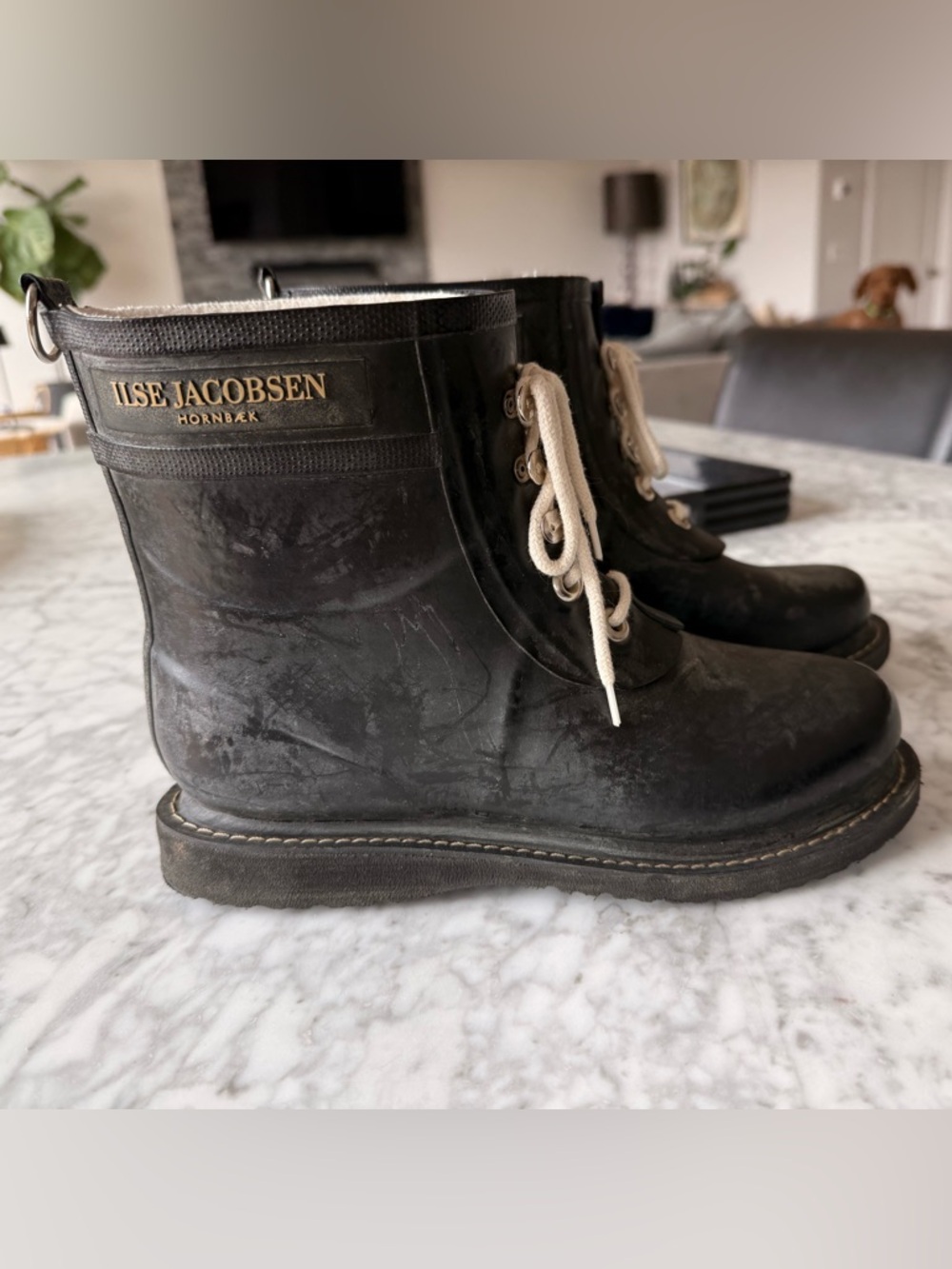 Ilse Jacobsen | Black Lace-Up Rubber Boots